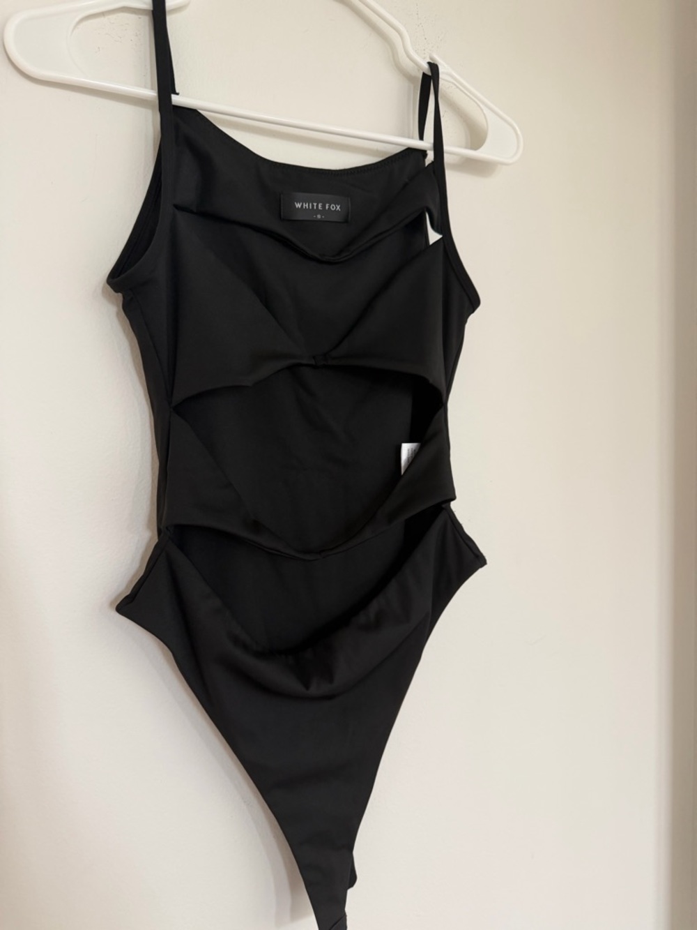 White Fox Women’s Black One-Piece Bodysuit with Cutout Detail - Picture 3 of 8